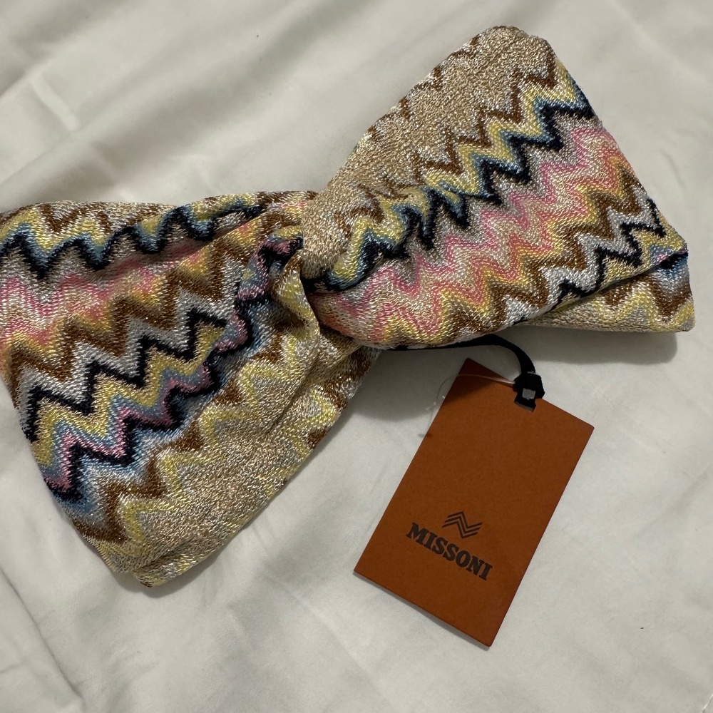 Missoni Zigzag Headband Multicolor Knit Twist Front Authentic